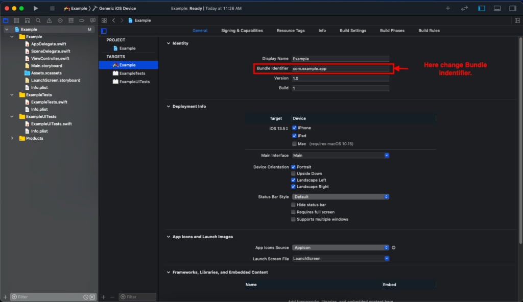 Bundle Identifier Setting